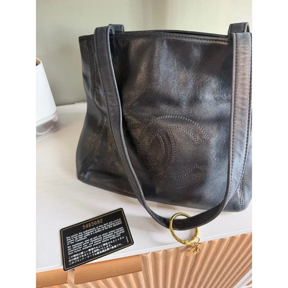 CHANEL | Vintage Karl Lagerfeld Era | CC Logo Lambskin Tote | COA